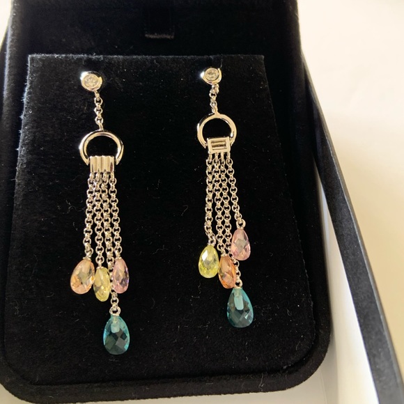 Sterling Silver Earrings w stones - Picture 2 of 2